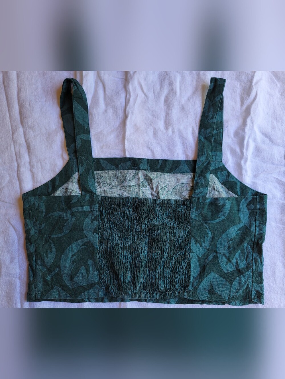 Madewell Linen Blend Abbie Crop Top in Green Tropicale Floral Print Size XL - Picture 2 of 12